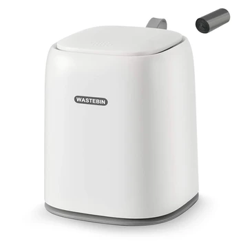 

0.3 Gal Mini Desktop Trash Can with Lid for Office Countertop, Small Wastebasket for Coffee Table/Desk/Tabletop,White