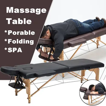 

Folding Massage Beauty Bed Professional Portable Spa Massage Tables Foldable Salon Furniture Wooden With Storage Bag 180x60cm