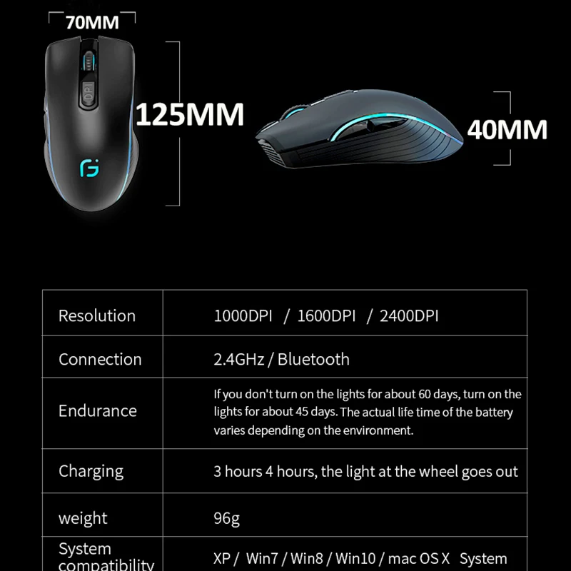 KuWFi Computer Mouse Bluetooth 4.0+2.4Ghz Mouse Wireless Dual Mode 2 In 1 2400DPI Ergonomic Portable Optical Mice for PC/Laptop wireless mouse ergonomic mouse wireless optical mouse
