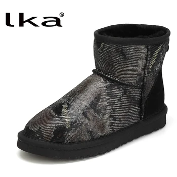 

100% Genuine Sheepskin Leather Woman Snow Boots 100% Natural Fur Snow Boots Warm Wool Women's Winter Boots