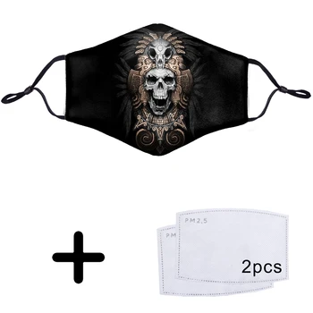 

Terror Skull 3D Masque PM2.5 Black Mouth Face Mask with 2 Activated Carbon Filter Windproof Mouth-muffle for Men Women Maska