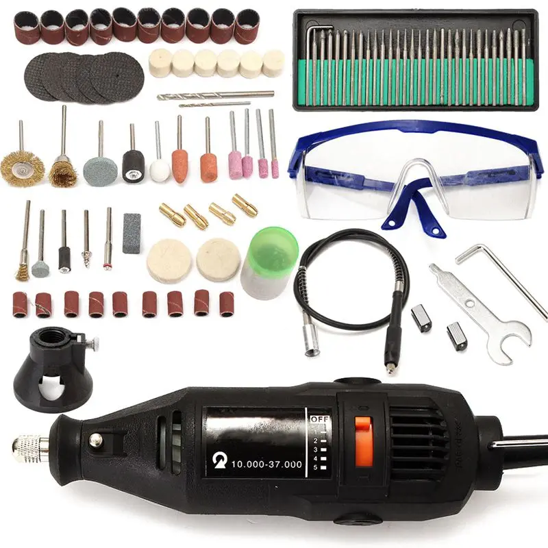 

5 Variable Speed Electric Rotary Grinder Polishing Sanding Bits Tool Kit 114pcs