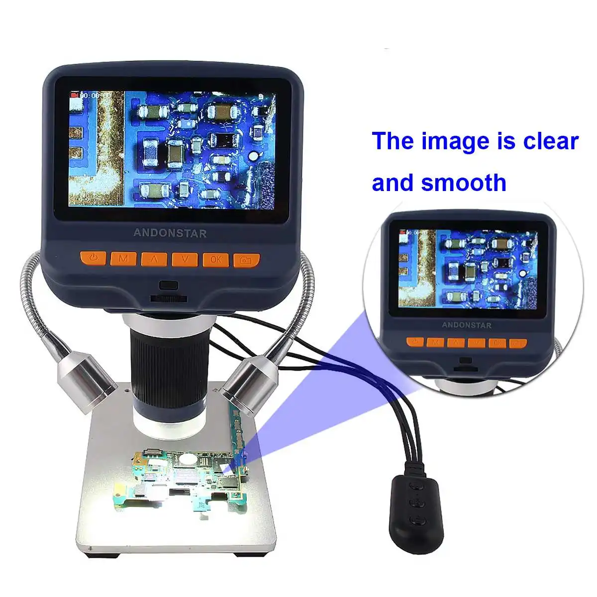 

Digital USB Video Microscope 4.3" Screen 1080P PCB Jewelry Magnifier 500X 8 LED VGA+2 Spotlights Inspection +Stand QC/Industria