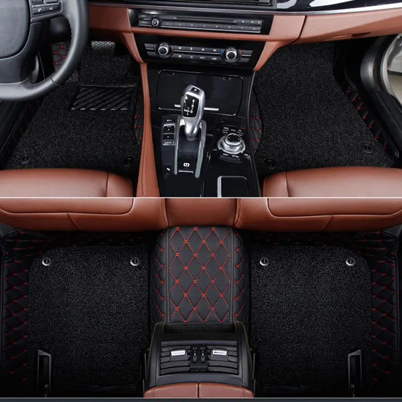 Автомобильные коврики на заказ для Dodge JourneyJCUV caliber ram 1500 2500 3500 4500 5500 из искусственной кожи, автомобильный ковер, коврик для ног, автомобильный стиль - Название цвета: black red
