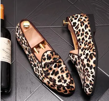 

2020 Luxury Men Leather Shoes Fashion Fringed Leopard Loafers Men Slip-on Party Casual Shoes Large Size 38-44 Dropshipping