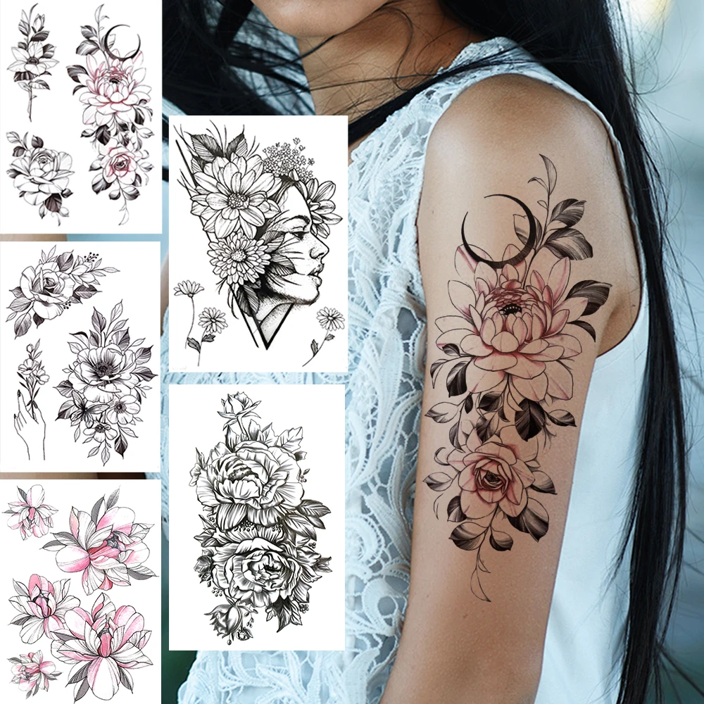 Tatouage Fleur Avec Tige Ecriture