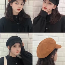 Весна осень зима унисекс Уличная Повседневная шапка Ретро газетная Женская кепка восьмиугольная кепка мягкая Кепка