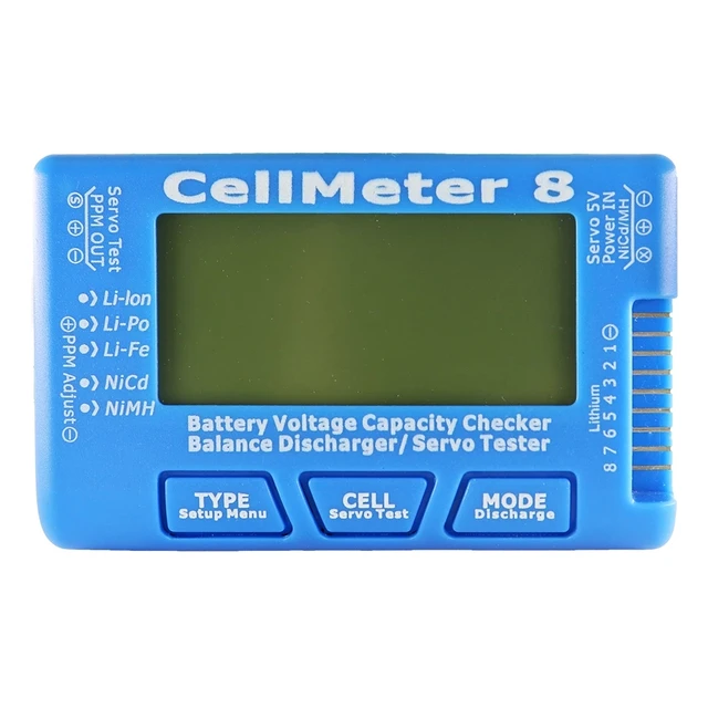LCD Digital Battery Capacity Checker CellMeter RC CellMeter8 2-8S 4-8S Servo LiPo Li-lon NiMH Battery Tester RC CellMeter7