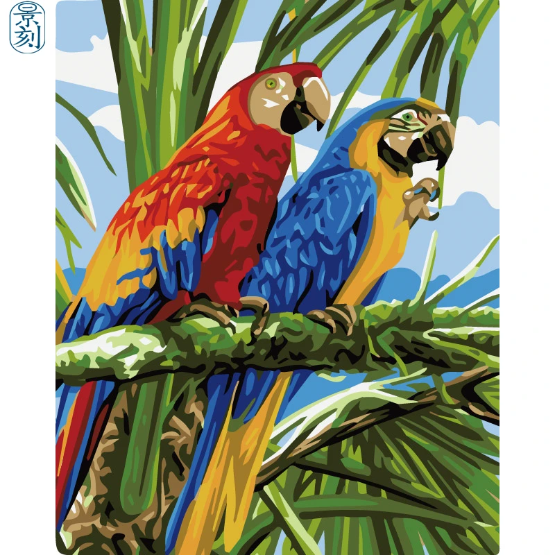 Серия Parrot. Ручная работа краски высокое качество холст красивая краска по