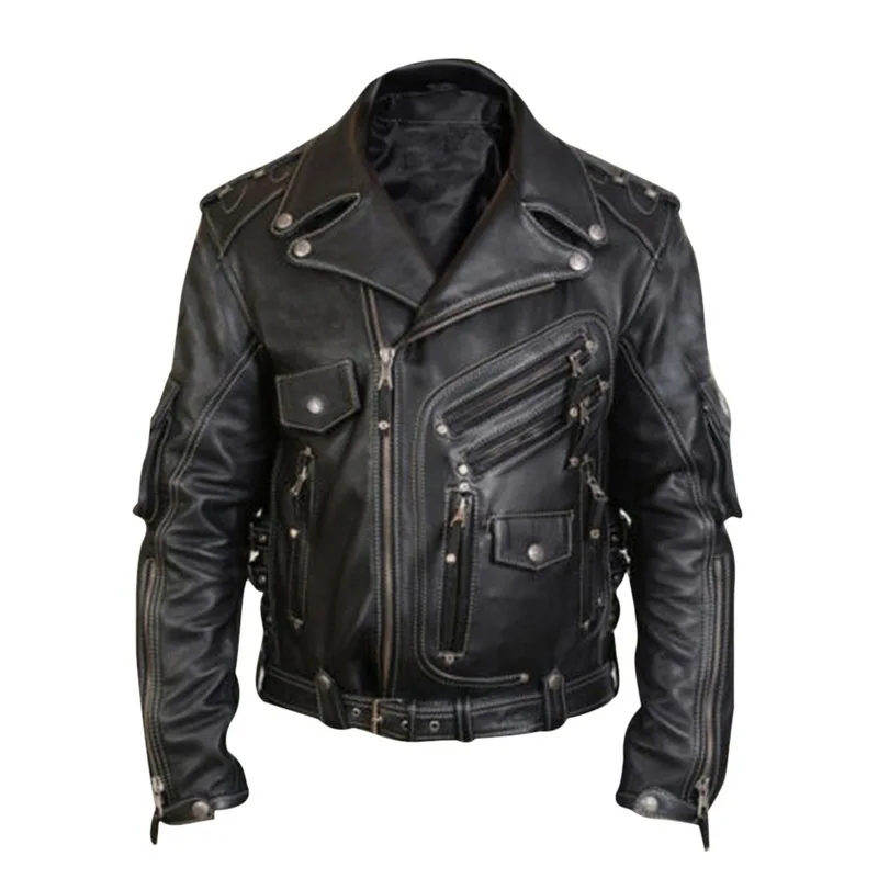 Mcikkny, мужские винтажные кожаные куртки, пальто, мульти молния, мотоциклетные Панк кожаные куртки, верхняя одежда для мужчин, размер S-5XL