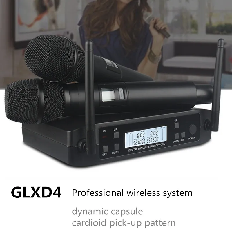 Караоке микрофон Finlemho динамический беспроводной UHF GLXD4 профессиональный вокал