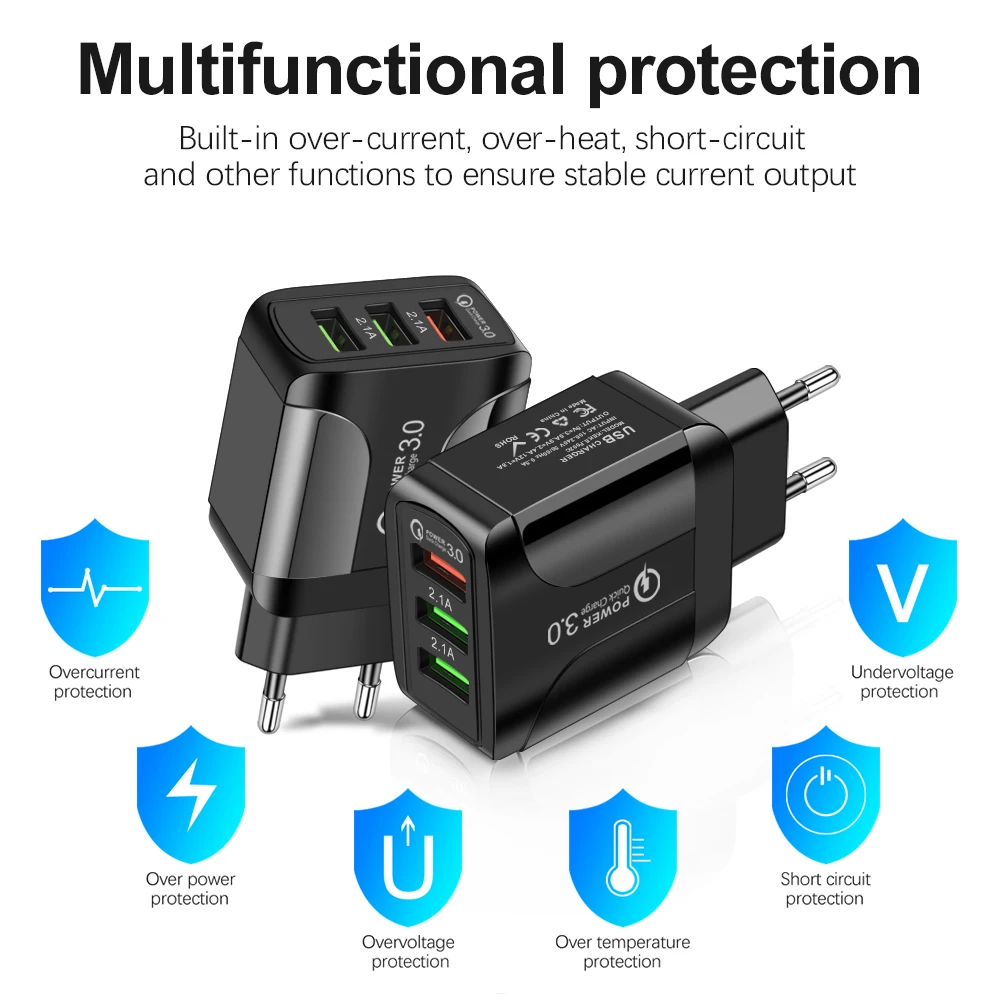 USB зарядное устройство для iPhone Xiaomi Huawei Samsung EU/штепсельная вилка американского