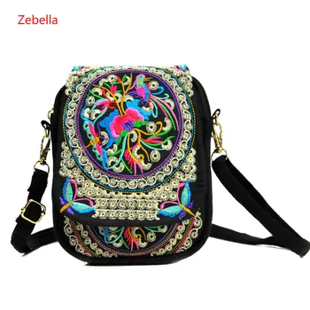 

Zebella Women Shoulder Bag Travel Pouch Vintage Chinese Ethnic Style Flip Floral Embroidered Crossbody Zipper Bag