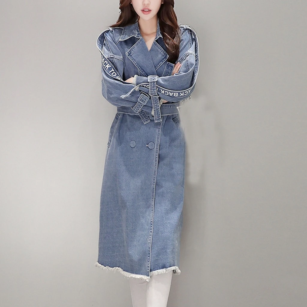 JAYCOSIN 2019 Plus Size Winter And Autumn Fashion Women Casual Solid Long Sleeve Denim Long Cardigan Jackets Outwear Coat 919