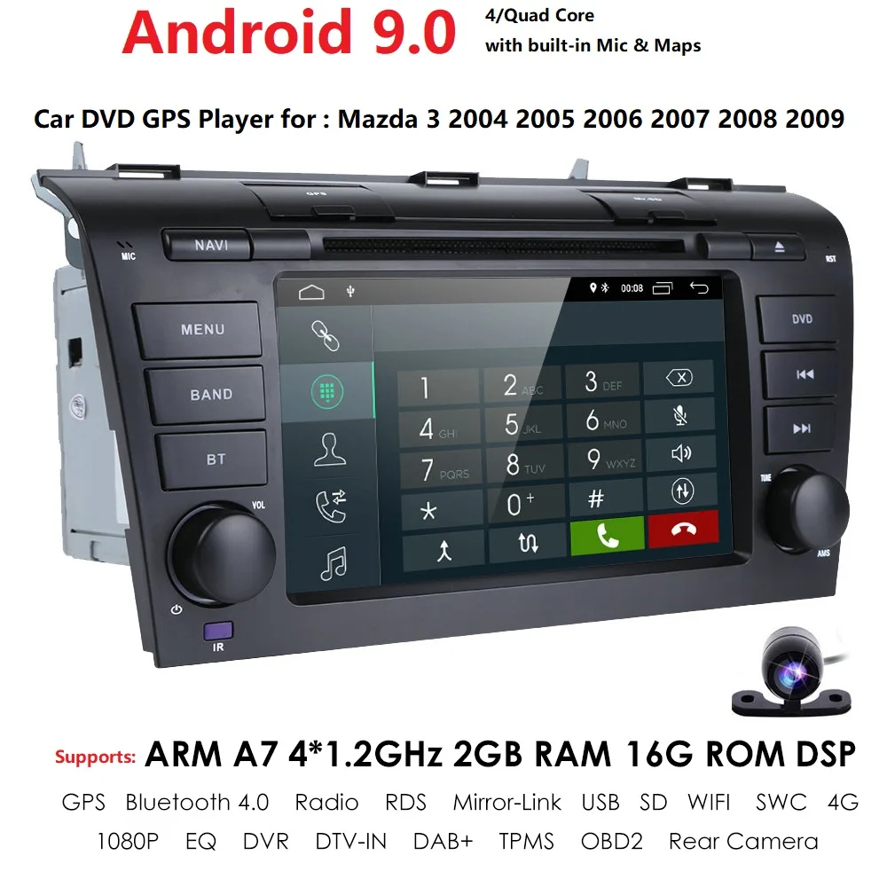 Для Mazda 3 2004 2009 android 9 0 автомобильный DVD GPS Радио стерео 2G 16G WIFI бесплатная карта