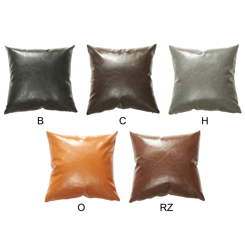 Cafe Home Decorative Leather Pillow Case Decorative Sofa Cushion Cover Waterproof Square Pillow Covers For Living Room Decor