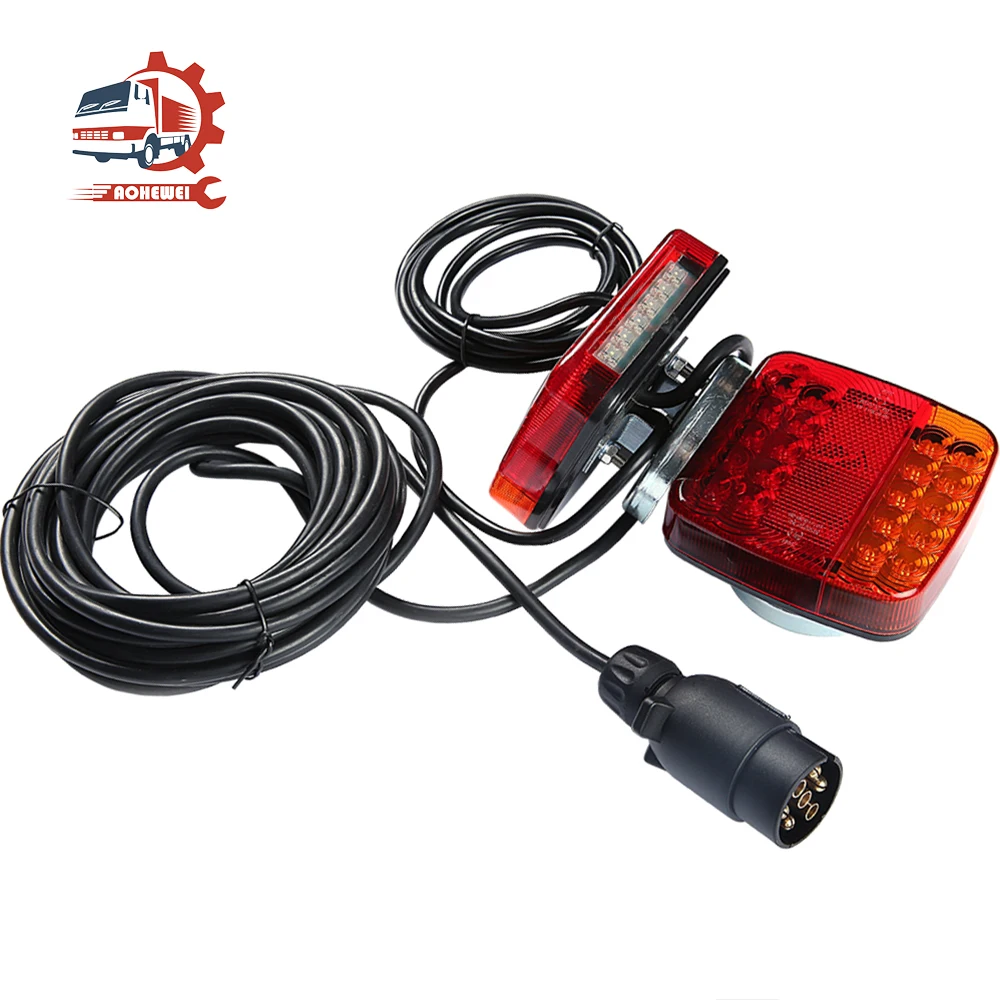 AOHEWEI Magnetic 20 LED Trailer Tail Light Kit 7.5m Cable Truck Lamp with 7 Pin Plug Adapter for Lorry Caravan Rear Brake Signal ось велосипедная syncros rws rear задняя 148x12 boost plug t25 es277033 9999