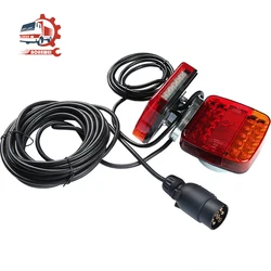 AOHEWEI Magnetic 20 LED Trailer Tail Light Kit 7.5m Cable Truck Lamp with 7 Pin Plug Adapter for Lorry Caravan Rear Brake Signal