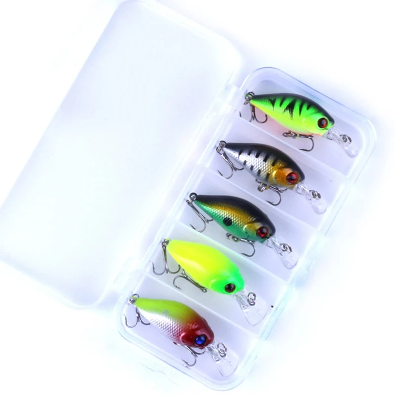 5 шт. рыболовные приманки набор Спиннер вилки Crankbait окунь лосось форель щука