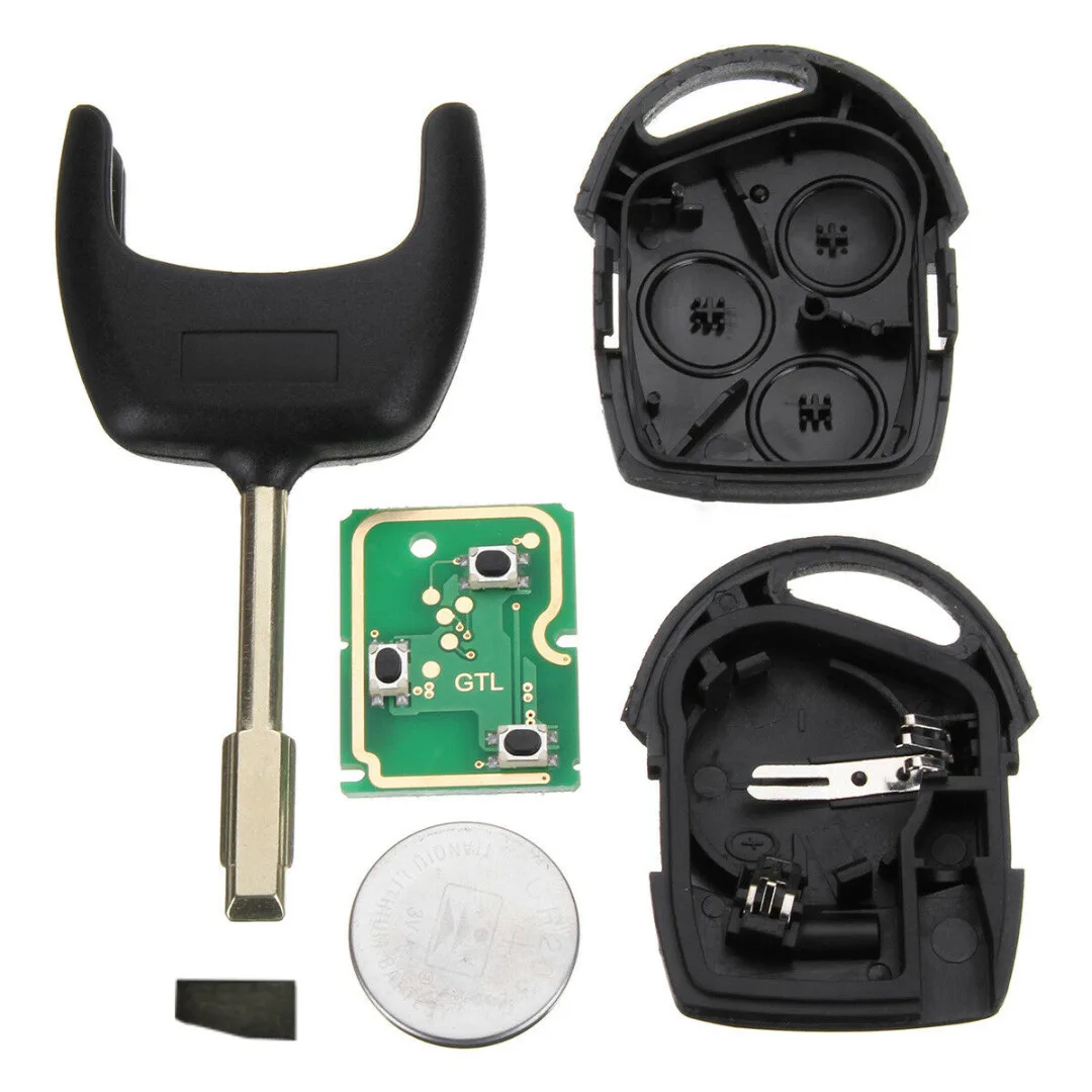 Mayitr Black ABS 3 Button Remote Key 433.92Mhz 4D63 Chip With 3V Battery For Ford Fiesta Fusion Transit