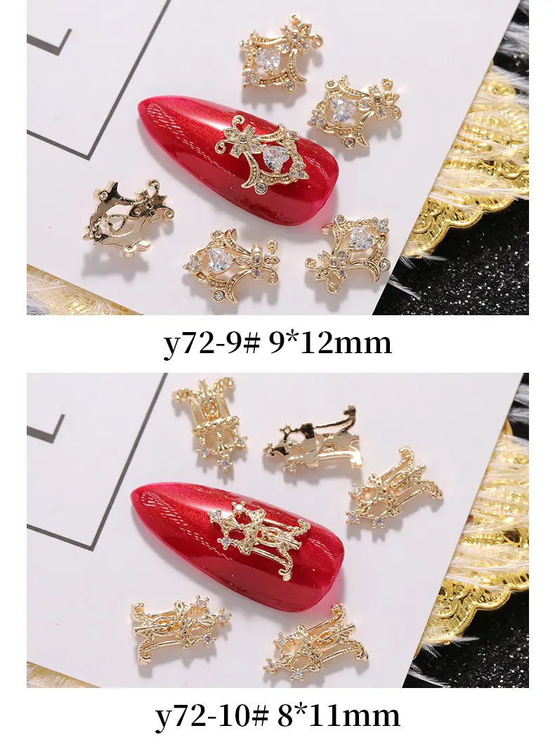 5pcs Pendant Chain 3D Alloy Nail Art Micro-inlay Zircon Pearl metal manicure nail accessories DIY Nail Decoration Nail charms