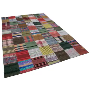 

209x302 Cm Multicolor Handmade Rugs Patchwork Rug-7x10 Ft