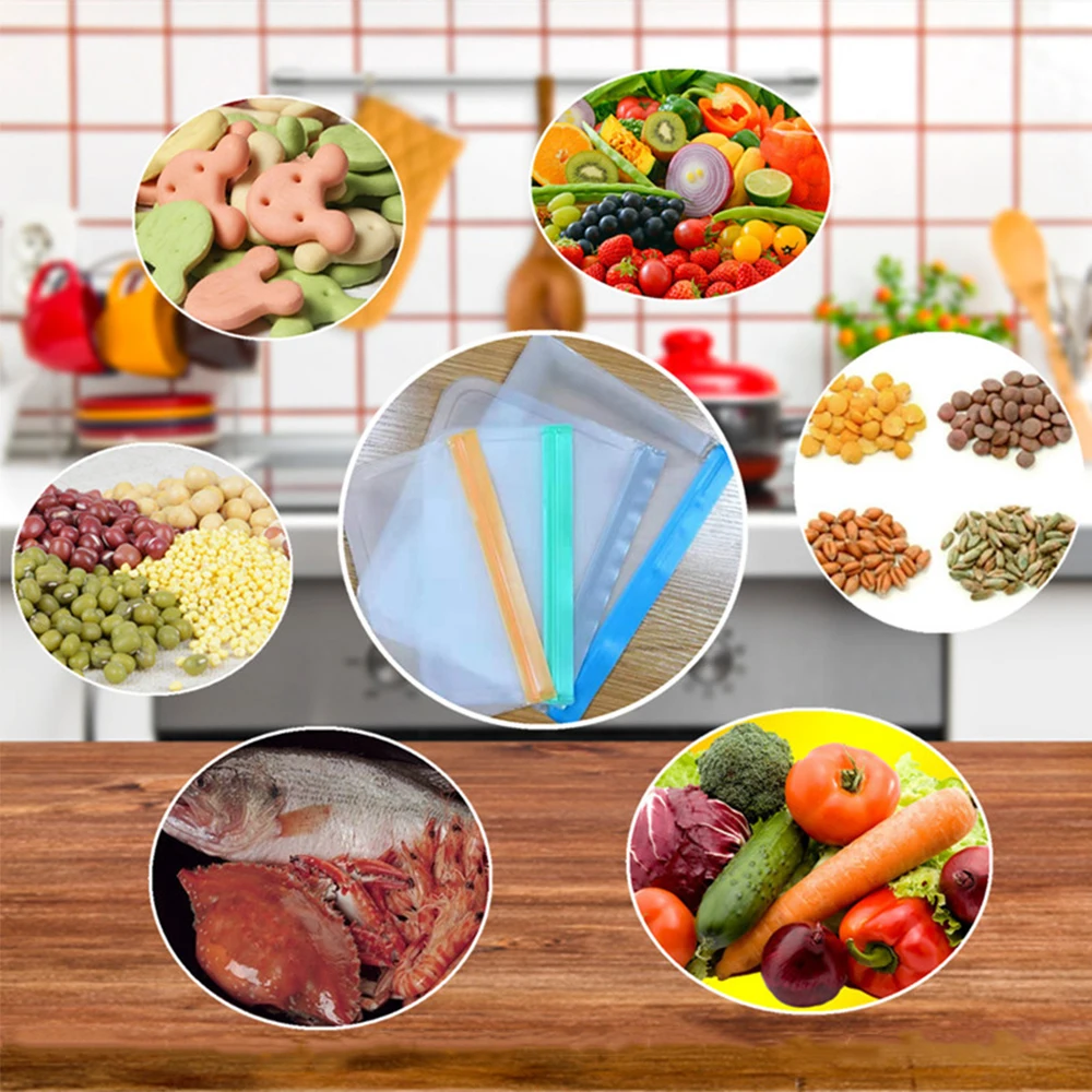 5 шт вакуумная Герметичная сумка для хранения продуктов многоразовая
