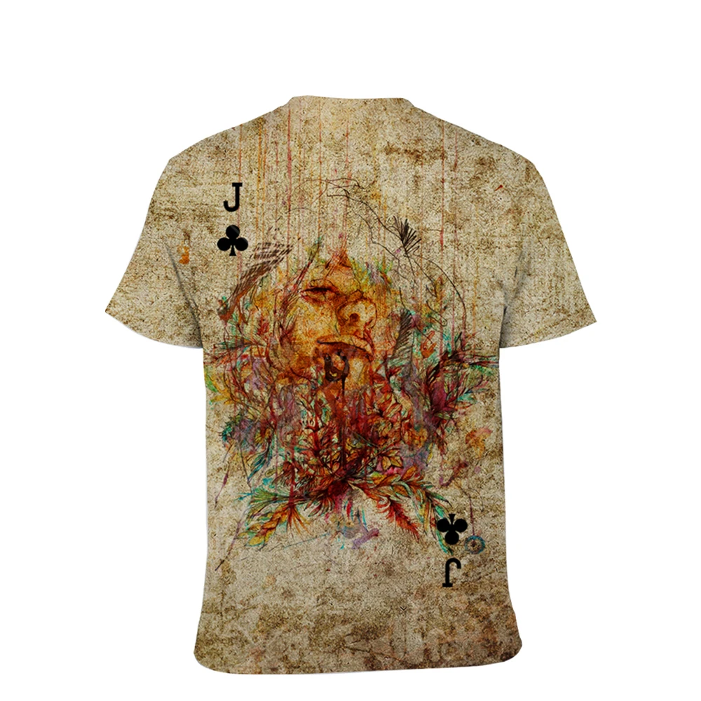 Playing Cards Character Sketch Color 3d Printing T-shirt Poker Fashion Harajuku Men And Women Street Casual Top | Мужская одежда