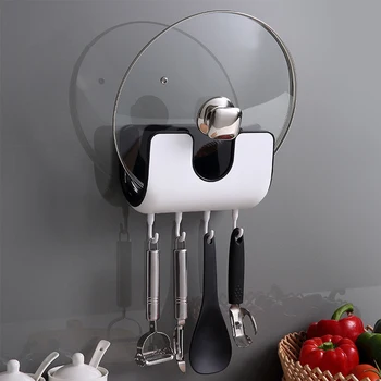 

Cover rack bracket cutting board rack Kitchen rack with hook multi-function wall-mounted pot pot lid pot lid boxhothot