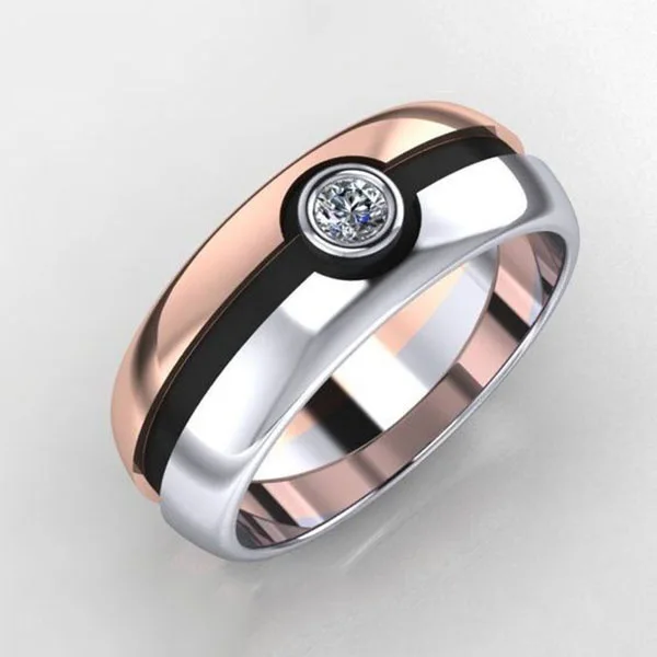 Уникальный Стиль, женское Кристальное кольцо с круглым листком, Серебряное розовое золото, обручальное кольцо, обещающая любовь, обручальные кольца для женщин - Цвет основного камня: 04