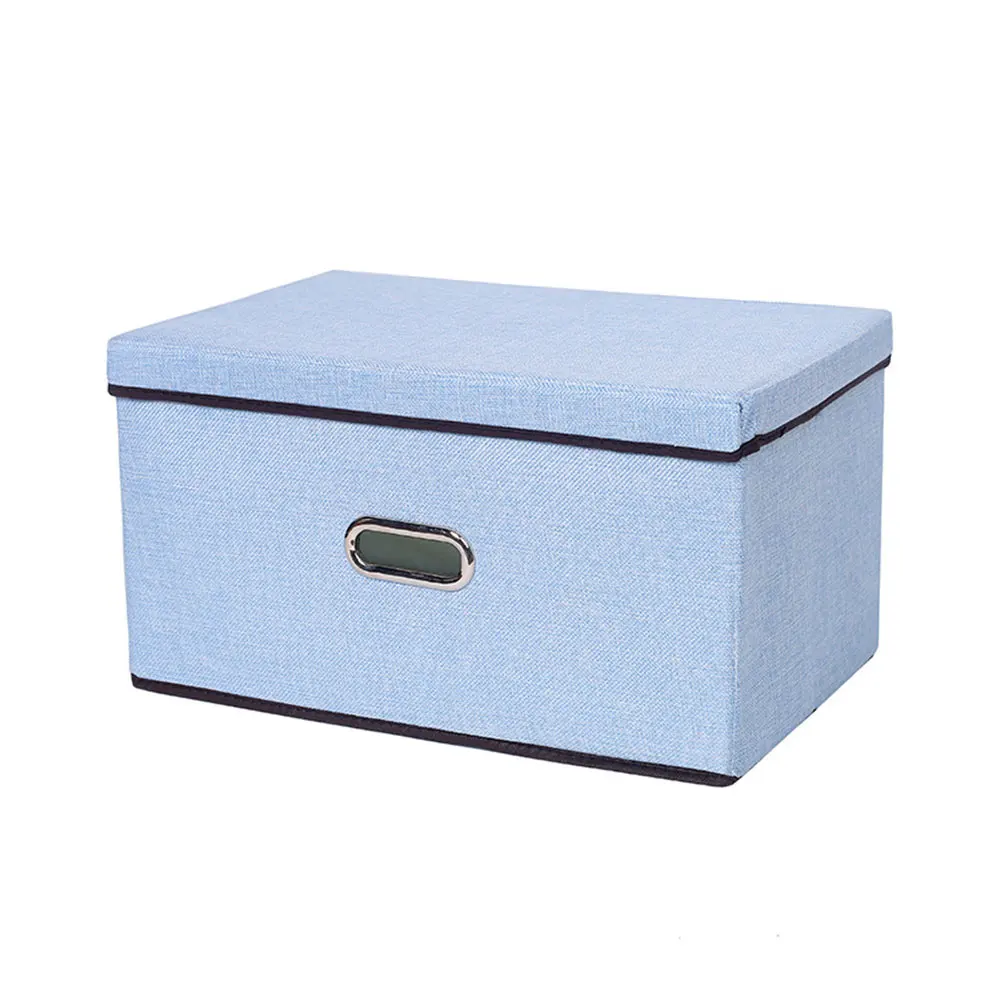 Водонепроницаемый ящик для хранения складной Шкаф Ящики Одежда Органайзер большие ручки домашний контейнер мелочи хлопок белье детские игрушки - Цвет: Синий