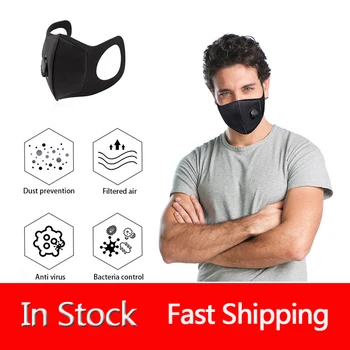

Men Women Anti Dust Mask Reusable Anti PM2.5 Pollution Face Mouth Respirator Black Breathable Valve Mask Filter 3D Mouth Cover