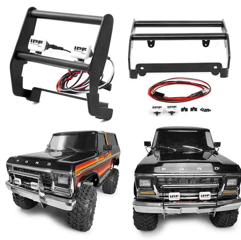 TraxxasTRX4 Ford front bumper simulation metal front bumper with spotlight IPF word lamp W23