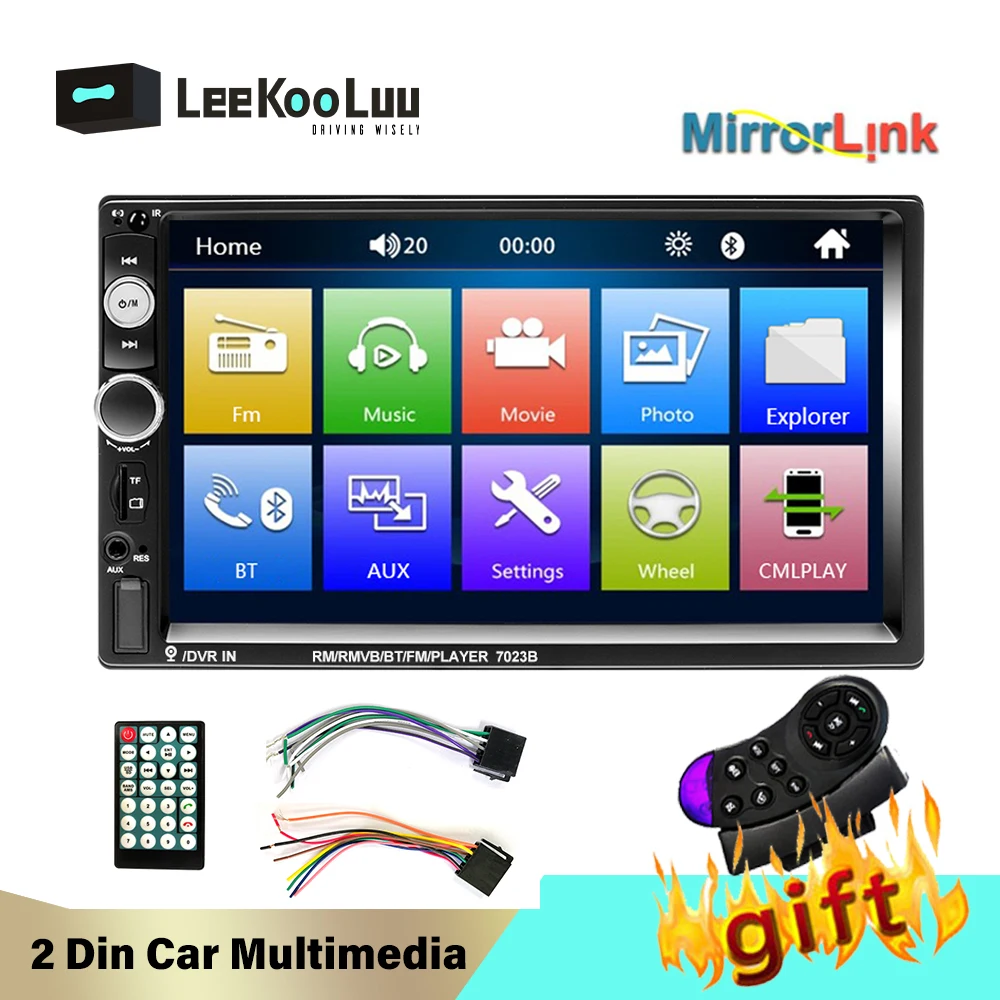 Автомагнитола LeeKooLuu 2DIN MP5 сенсорный экран 7 дюймов HD автомобильный монитор Bluetooth