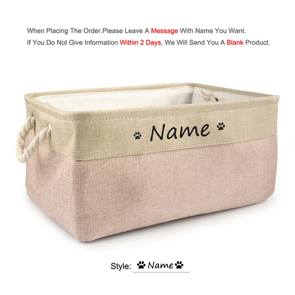 Customizable Pet Toy & Accessory Storage Basket - Personalized Name Print, Perfect