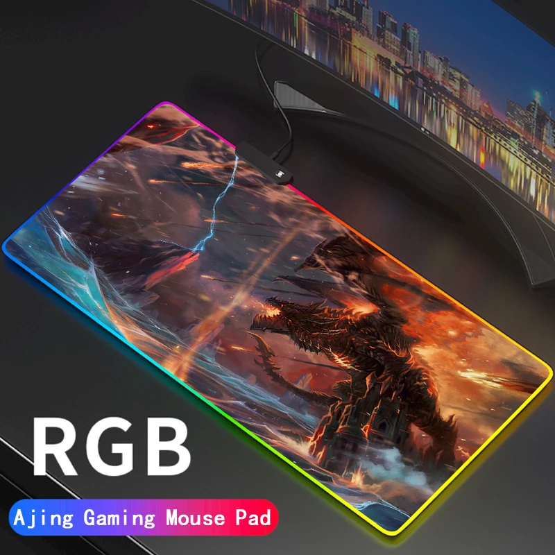 World Of Warcraft Illidan Large Rgb Gaming Glow Mouse Pad Wow Mousepad Led Light Usb Wired Antiscivolo Mouse Supporto Per Moquette Fai Da Te