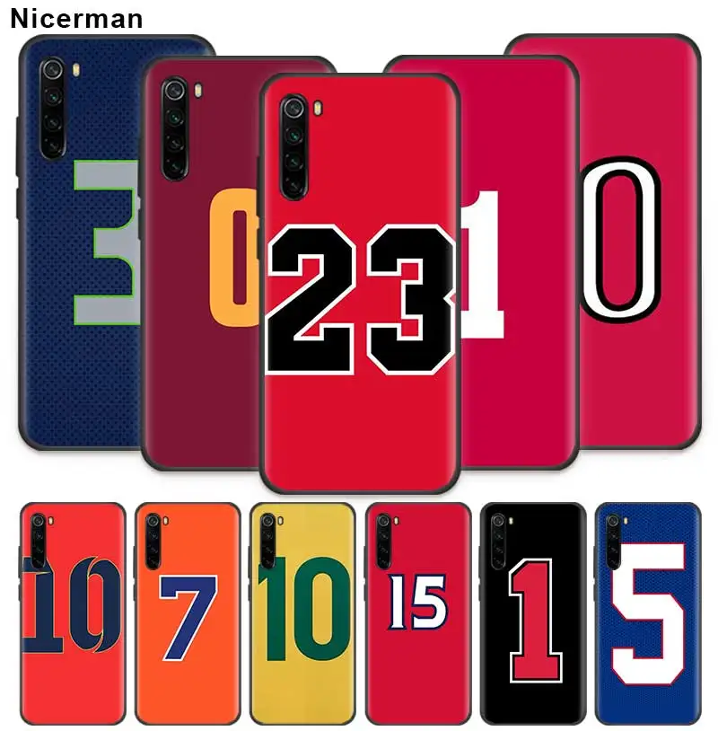 

Lucky Number Players Basketball Case for Xiaomi Redmi Note 7 8 K20 Pro 7S 6 6A 7A Y3 S2 5 Plus Black Silicone Phone Cover Coque