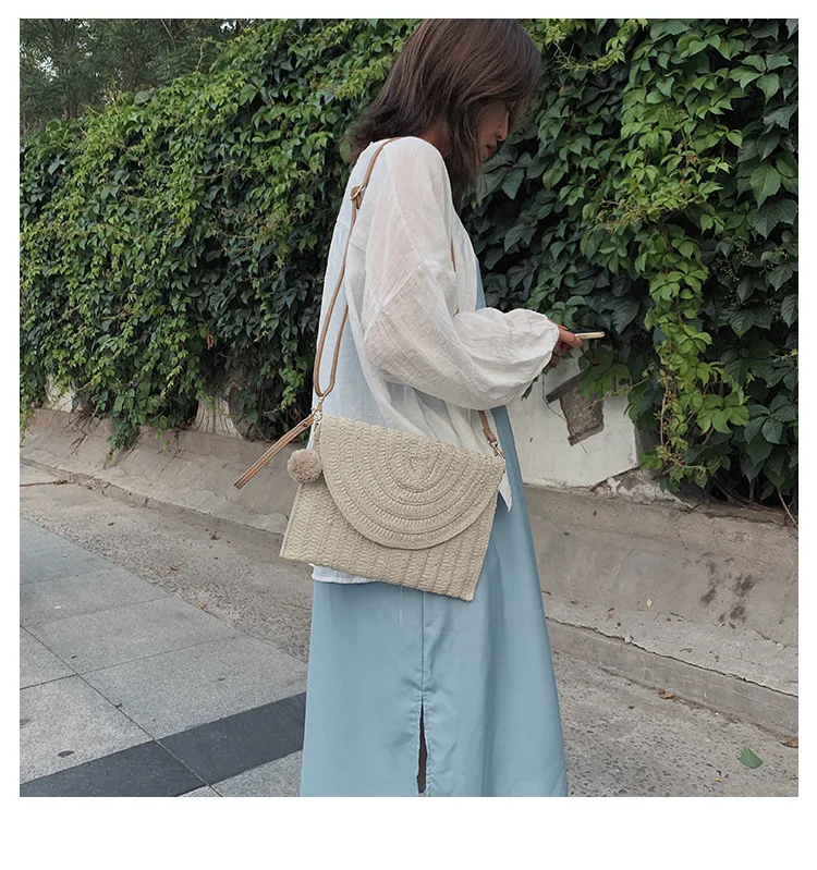 Lady Fashion Crossbody Envelope Bag Elegant Straw Handbag Clutch Summer Beach Shoulder Bag