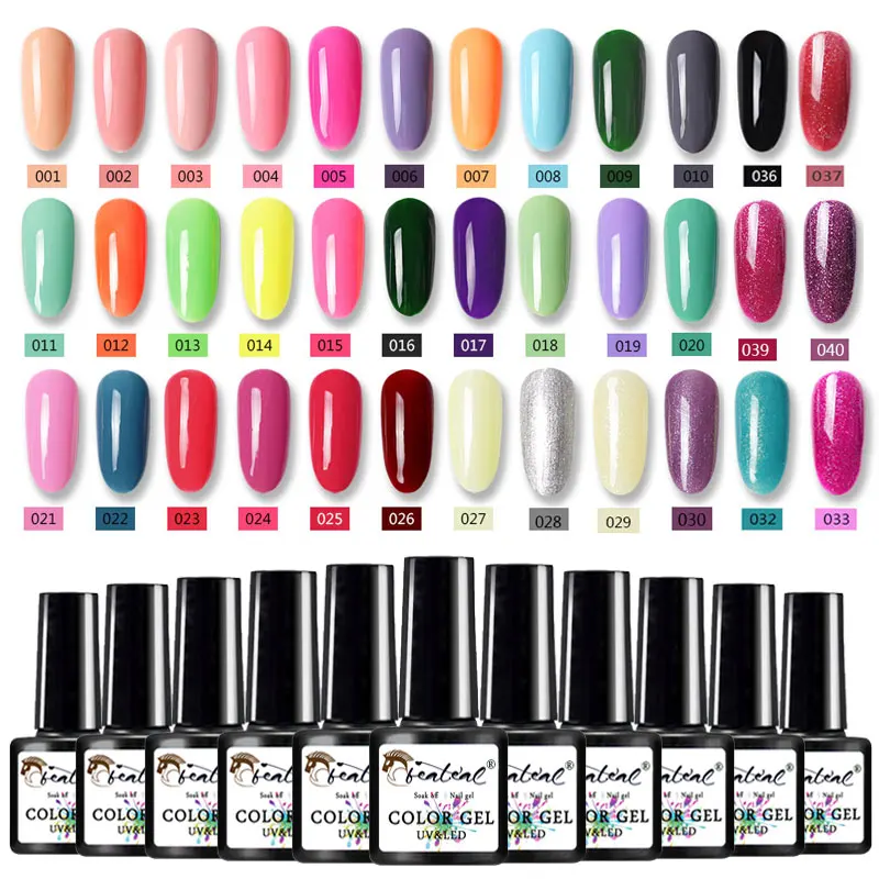 

Beateal 7.5ml UV/LED Gel Nail Polish Gel Varnish White/Black/Pink/Green Nail Polish Nails Gel UV Colors Lacquer Glitter Hybrid