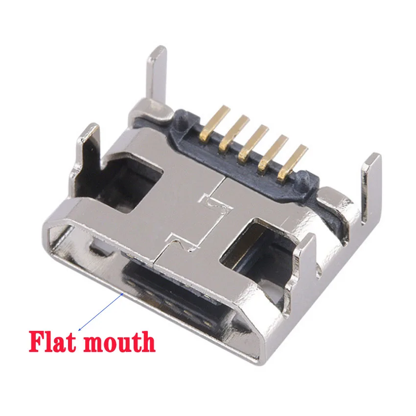 

100PCS/LOT micro USB base, four pin plug-in board, micro 5p plug-in connector