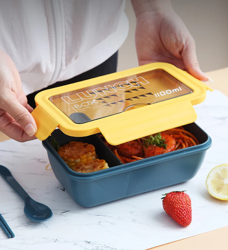 Eco-friendly Lunch Box BPA Free Microwave Safe with Cutlery 1100ml