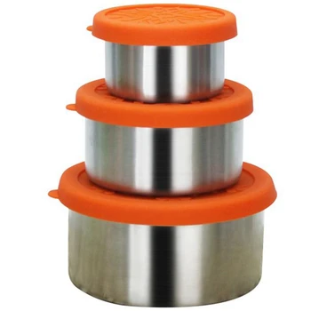 

New 3Pcs 304 Food Grade Stainless Steel Food Containers With Leak Proof Silicone Lids For Family School Office Snacks Picnic Lun