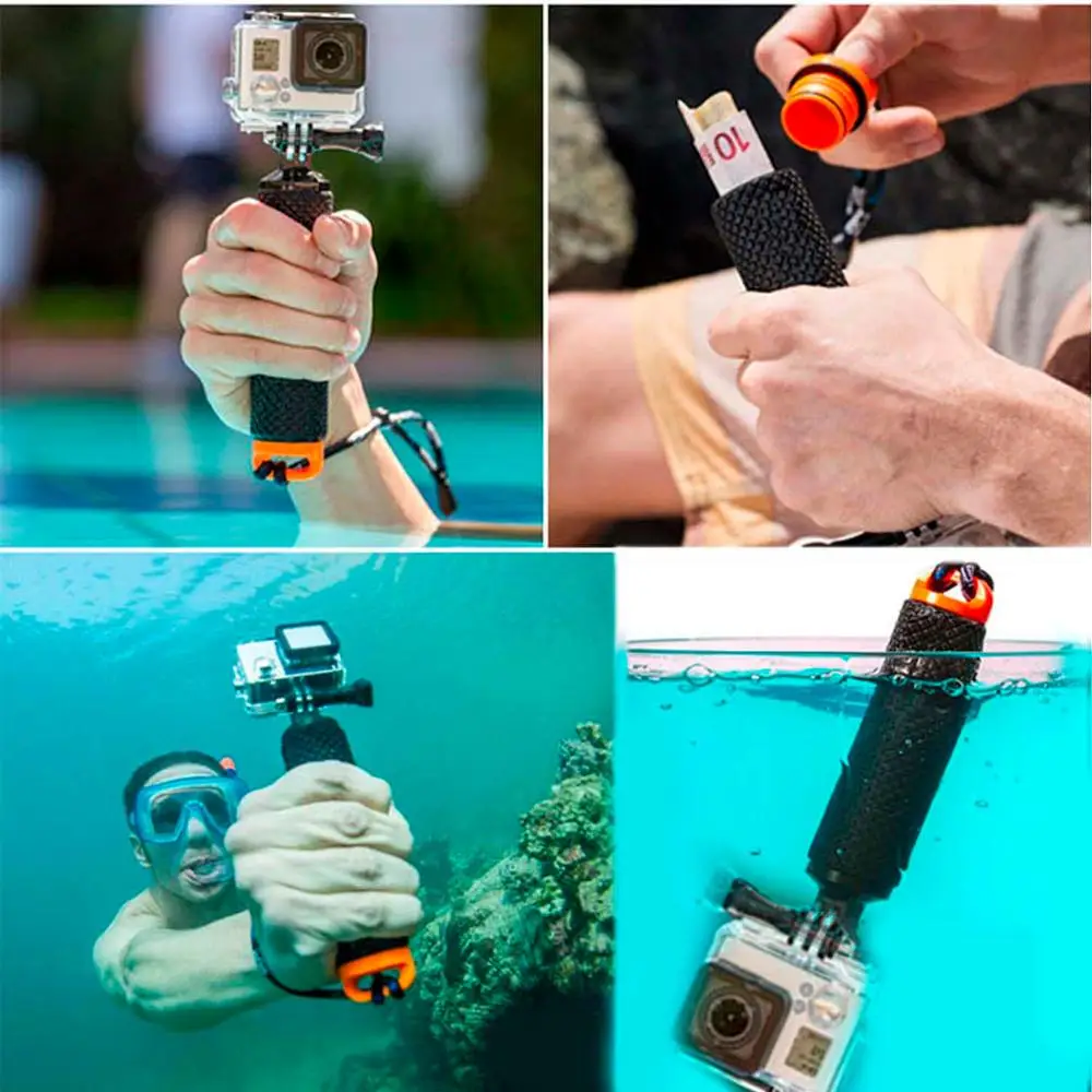 Float Hand Grip Monopod Tripod for Gopro Buoyancy Rod Pole Stick Monopod for Go Pro Hero 5 4 3 For Xiaomi 4K Action Sport Camera-1