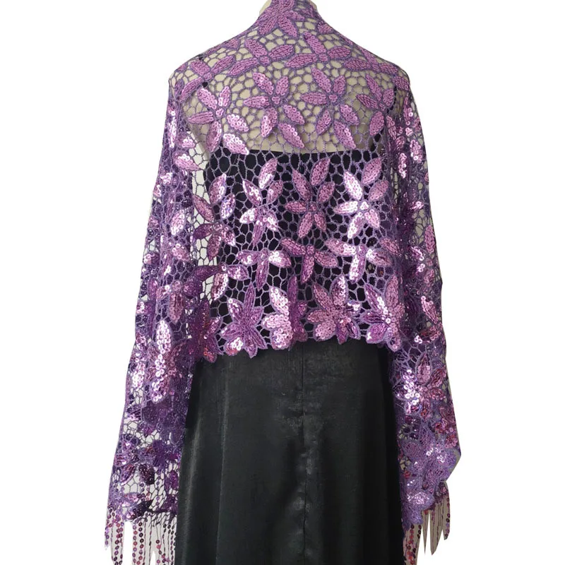 Elegant Sequin Glitter Evening Dress Shawl Women Tassel Party