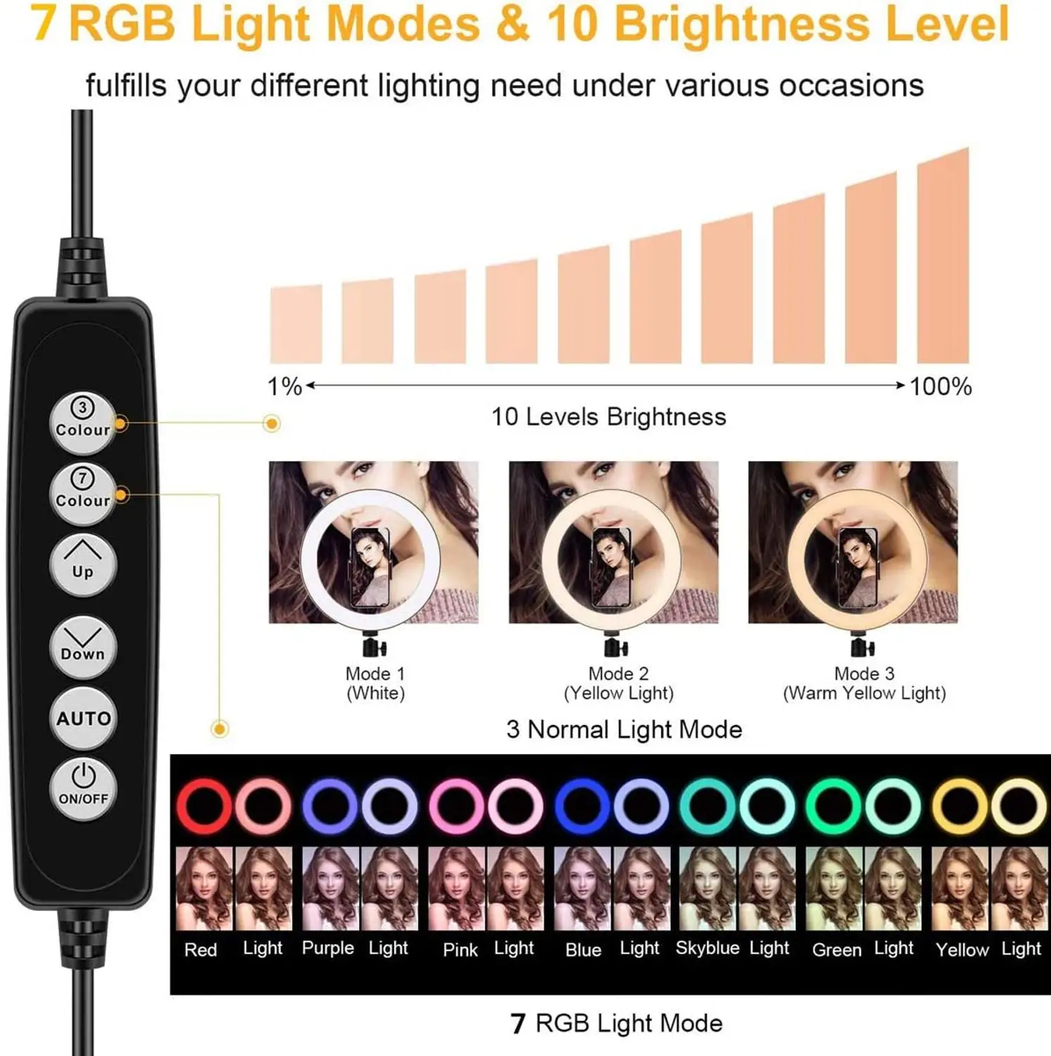 Anel de Luz Cores com Mini Suporte de Celular Lâmpada para Fotografia e Maquiagem do Tik Rgb de 10 Tripé de 63 Polegadas Youtube 13 Tok 8 10 - Image 3