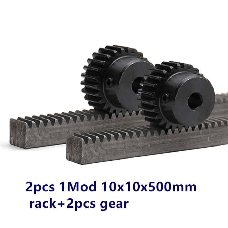 2units 1mod Gear Rack 10*10*500mm + 2units 1mod 17teeth Pinion 45 Steel Gear Metal Gear Rack And Pinion