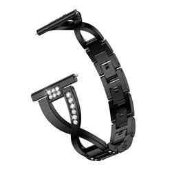 Luxury Stainless Steel Strap Band for Smartwatches - 20mm/22mm Adjustable Metal Alloy Bracelet (Black)