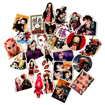 

70PCS Anime Demon Slayer: Kimetsu No Yaiba Sticker PVC Graffiti Stickers Suitcase Luggage Guitar For Children Stationery Sticker