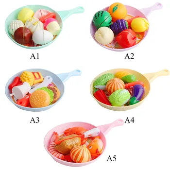 

Kids Simulation Toys Kitchen Cut Food Cutlery Toy Set Baby Fruit Breakfast Burger Set Kitchen Pretending Cooking Games Education