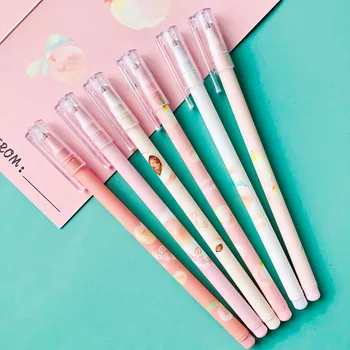 

2X Pink Princess Peach Gel Pen Stationery School Office Supply 0.5mm Black Ink